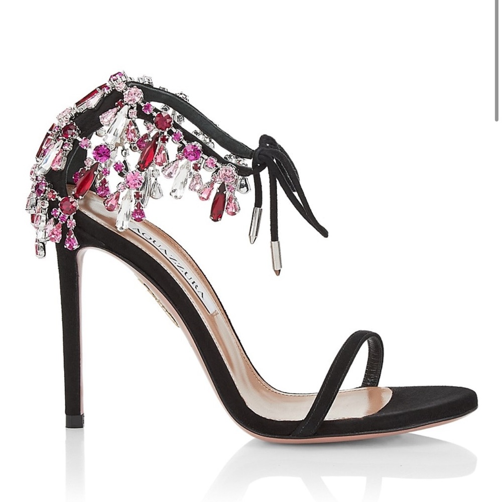 Aquazzura Moonwalk Crystal-Embellished Suede Sandals